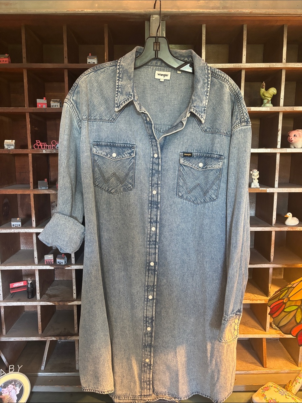 Wrangler Washed Denim Western Shirt dress - purchase at free people
